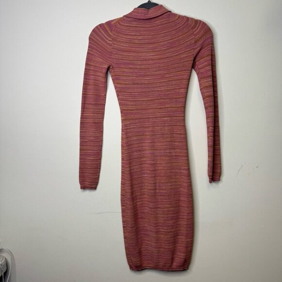 Aritzia Wilfred XS Stripe Ribbed Stretchy Knit Button Down 90s Midi Dress - Picture 7 of 14